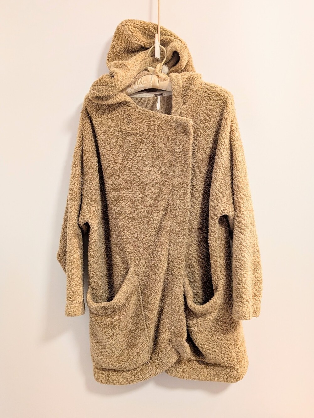 Free People Cozy Hooded Teddy Coat in Camel